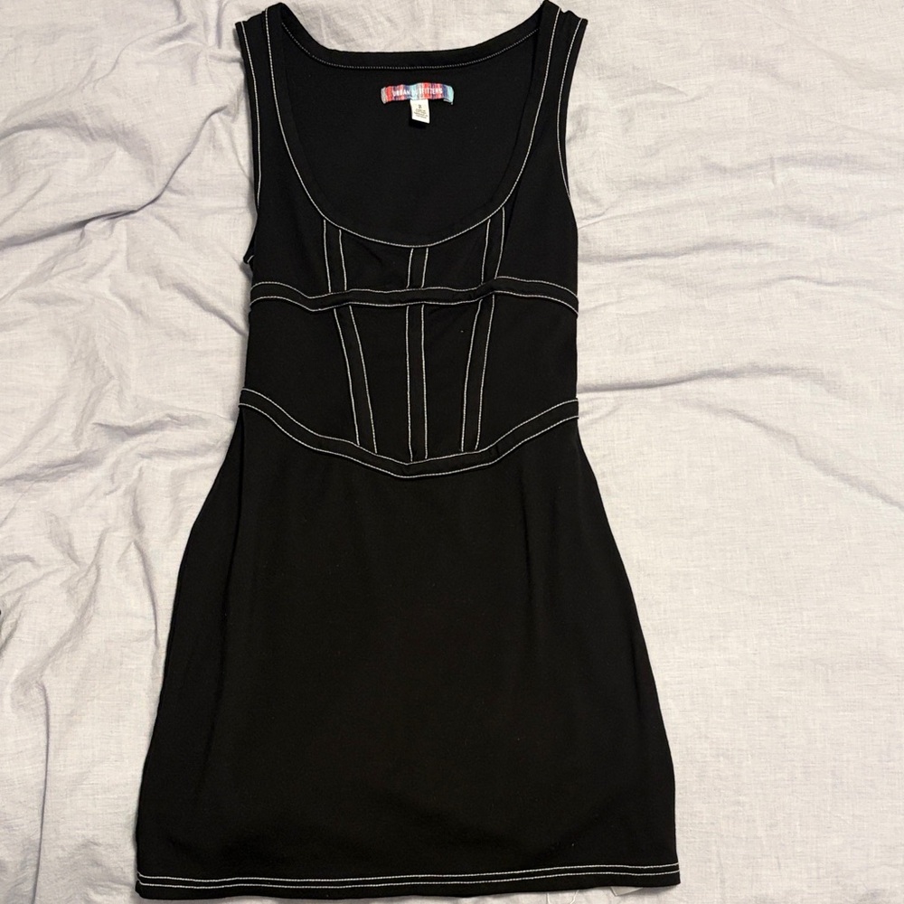 Ramona corset knit black mini dress
